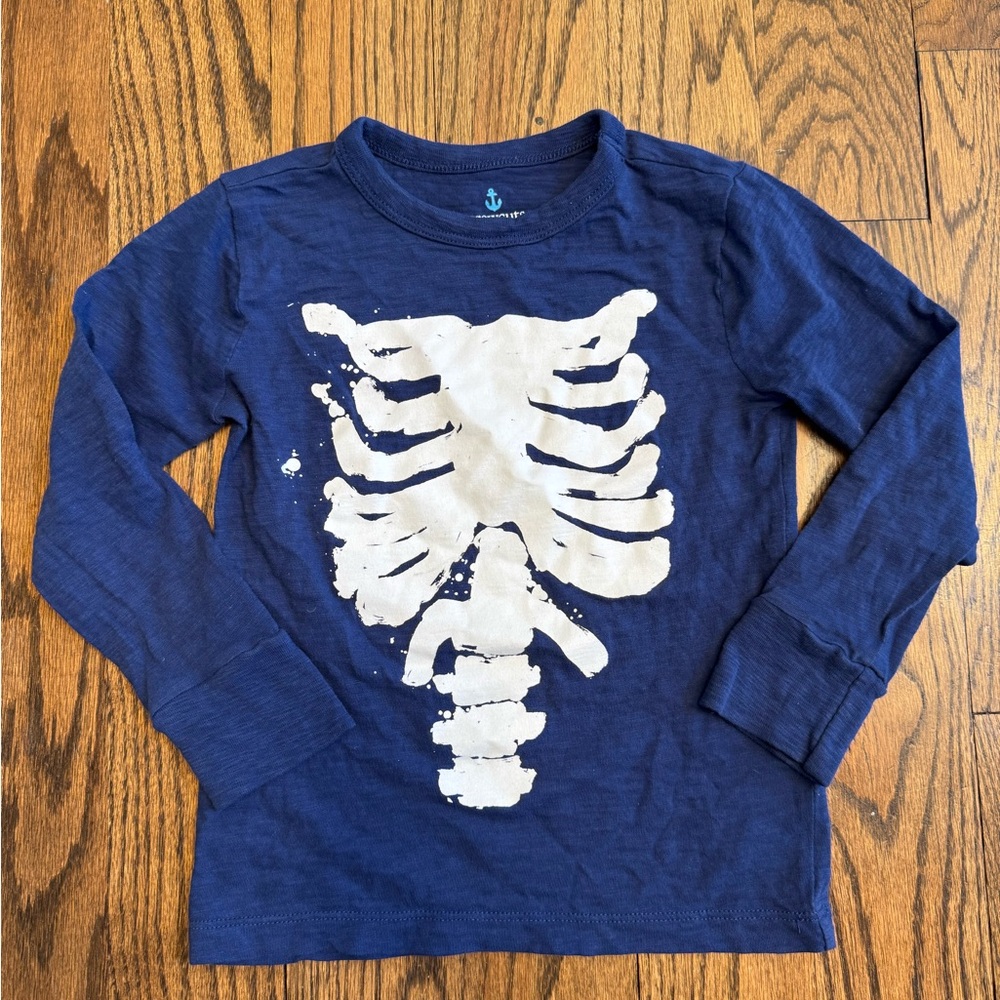 Crewcuts glow-in-the-dark skeleton top, size XXS (2-3)